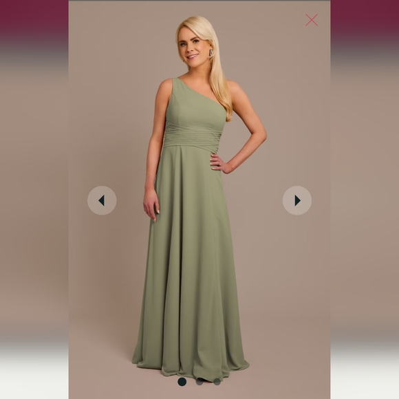 David's Bridal Dresses & Skirts - Chiffon One-Shoulder Bridesmaid's Dress with Tie from David's bridal